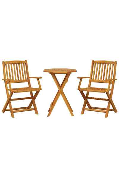 vidaxl Set de bistro pliabil, 3 piese, lemn masiv de acacia