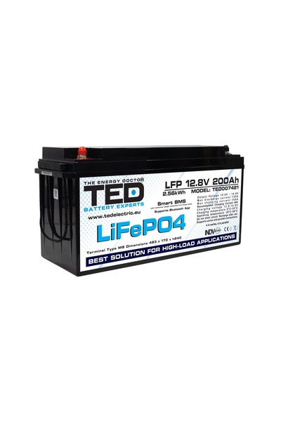 TED Electric Acumulator LiFePO4 12.8V 200Ah 2560Wh Multifunctional cu Smart B...