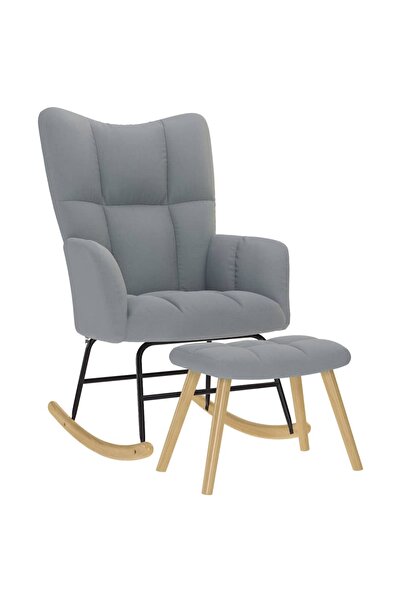 vidaxl Scaun balansoar cu taburet, gri deschis, textil