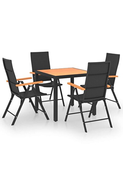 vidaxl Set de masă pentru grădină, 5 piese, negru și maro