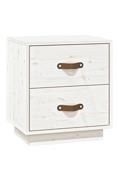 vidaxl Bedside table, white, 40x34x45 cm, solid pine wood