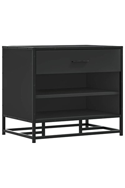 vidaxl Bancă de pantofi neagră 60x40x53,5 cm lemn și metal prelucrat
