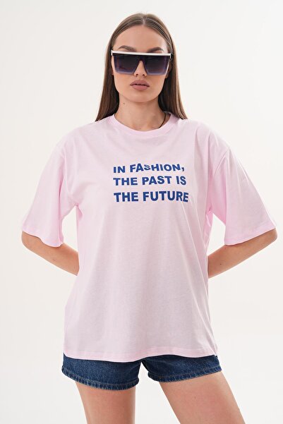 ŞİMAL Tricou cu imprimeu detaliat pentru femei guler rotund supradimensionat ...