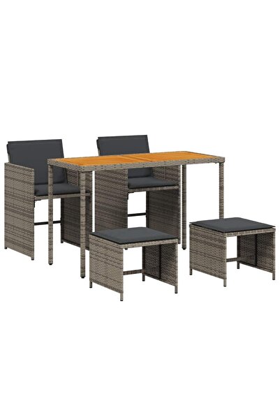 vidaxl Set mobilier de grădină cu perne, 5 piese, gri, poliratan