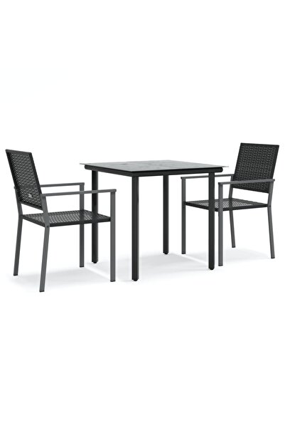 vidaxl Set mobilier de grădină, 3 piese, poliratan și oțel