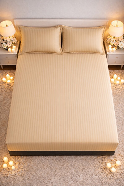 Elastic Fitted Bed Sheet 180x200 +25 cm for High Mattress, Set with 2 Pillowcases 55x80 cm miniatura 4