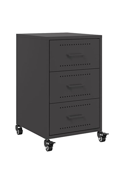 vidaxl Bedside table, black, 36x39x59 cm, steel