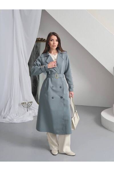 BUTİK ELAJ Kadın taş detaylı trençkot