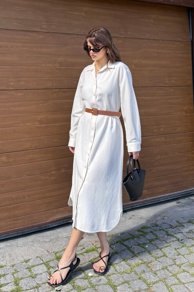 BEJNA Rochie de vară Midi țesut pentru femei in texturat curea piese