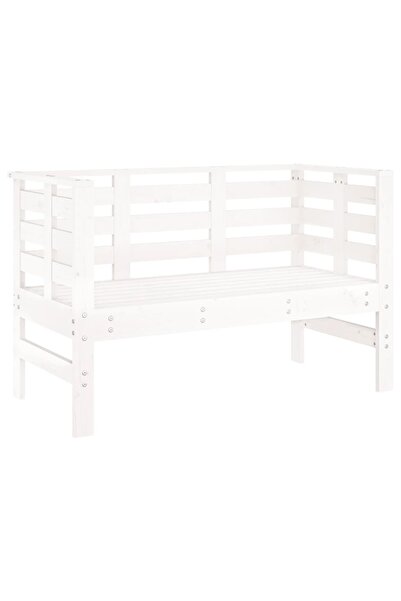 vidaxl Bancă de grădină, alb, 111,5x53x71 cm, lemn masiv de pin