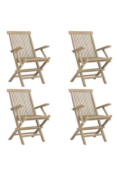 vidaxl Scaune de grădină pliante 4 buc. gri 56x61x89 cm lemn masiv tec
