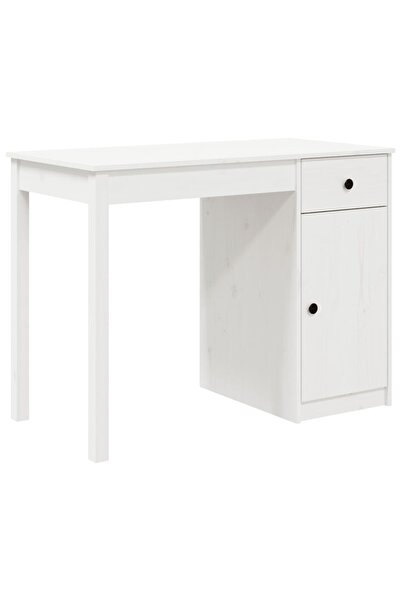 vidaxl Birou, alb, 100x50x75 cm, lemn masiv de pin