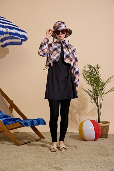 GAVLİA Women's Hijab Swimsuit Set of 5 - Half Zipper Closure..