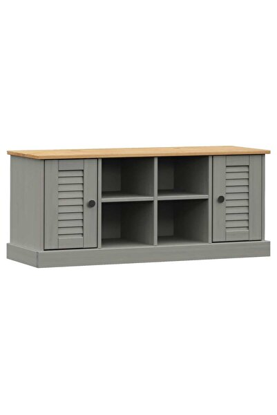 vidaxl Bancă de pantofi VIGO, gri, 106x35x45 cm, lemn masiv de pin