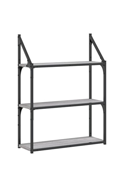 vidaxl 3-tier shelf, sonoma gray, 60x21x78.5 cm, engineered wood