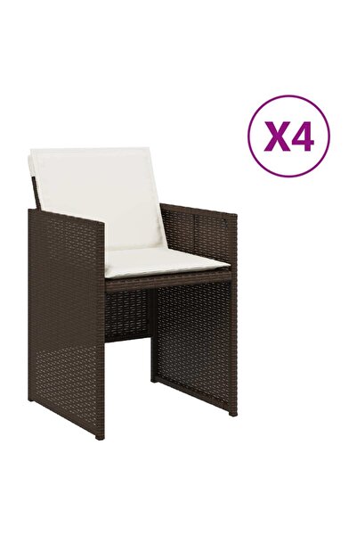 vidaxl Scaune de grădină cu perne, 4 buc., maro, poliratan