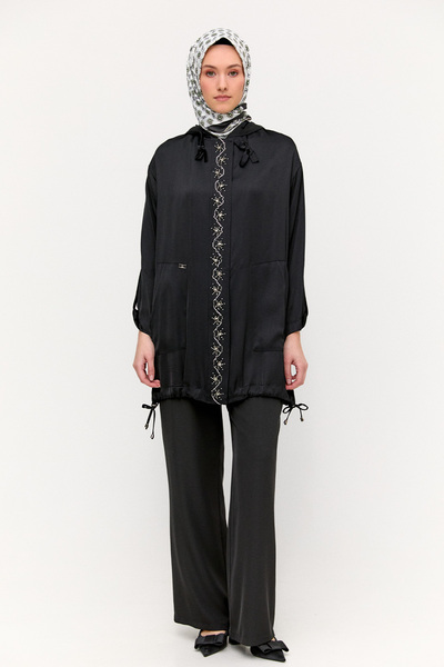 Setrms İşlemeli Floş Saten Tunik