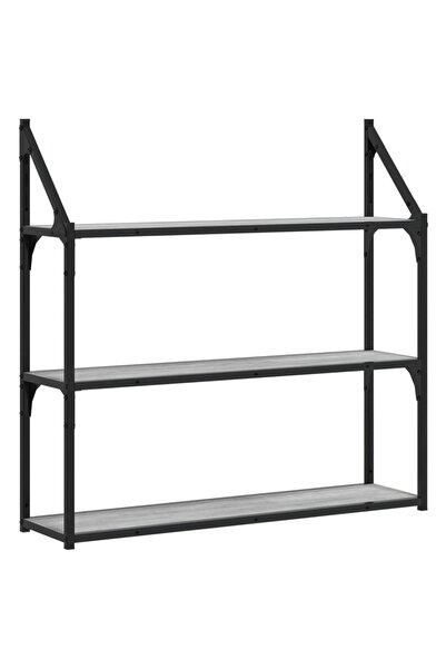 vidaxl 3-tier shelf, sonoma gray, 80x21x78.5 cm, processed wood
