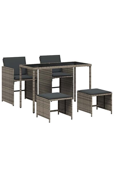vidaxl Set mobilier de grădină cu perne, 5 piese, gri, poliratan