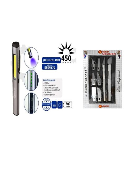 HAKTOR Arm Şarjlı LED Lamba Fener Işıldak Kampçı Tamirci Lambası 450 Lümen