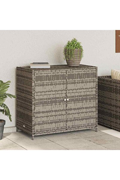 vidaxl Garden Storage Cabinet Grey 83x45x76 cm Poly Rattan