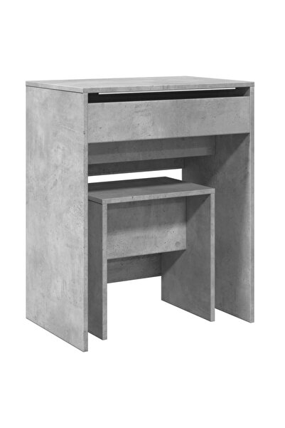 vidaxl Masă de toaletă și taburet, gri beton, 60x40x113,5 cm