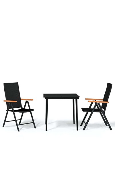 vidaxl Set mobilier de grădină, 3 piese, negru