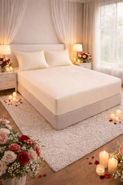 Casa Pucioasa Fitted Bed Sheet with Elastic 180x200 +25 cm for High Mattress,...