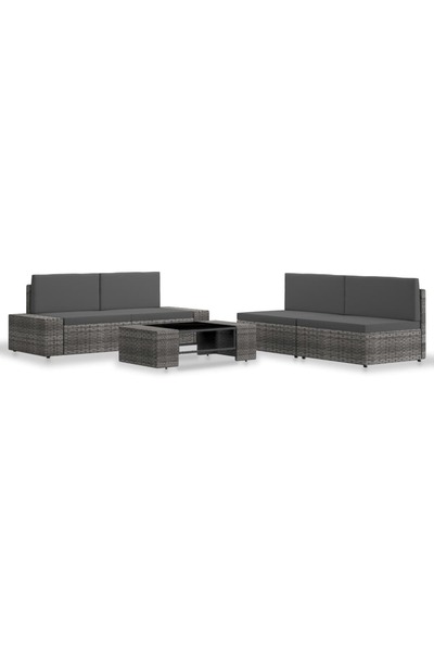vidaxl Set mobilier de grădină, 5 piese, gri, poliratan