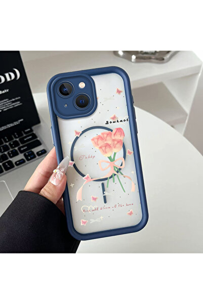 ARTISHELL iPhone 15 Plus Uyumlu Modacı Gül Desenli Yüksek Kaliteli Manyetik T...