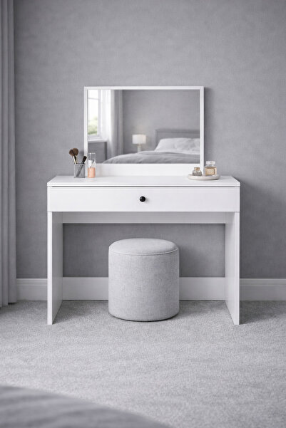 Bladimo Sigi Makyaj Masası, Çekmeceli, Aynalı Makyaj Masası - Beyaz