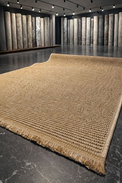 DMR Halıcılık Bombay 664 Bej Hasır Dokuma Jüt Kaymaz Taban Sisal Kilim Yıkana...