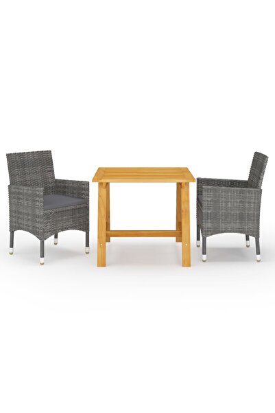 vidaxl Set de masă pentru grădină, 3 piese, gri