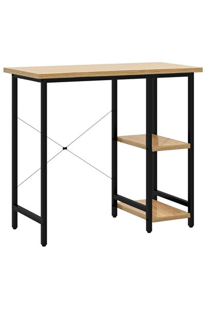 vidaxl Birou de calculator negru/stejar deschis 80x40x72 cm MDF/metal