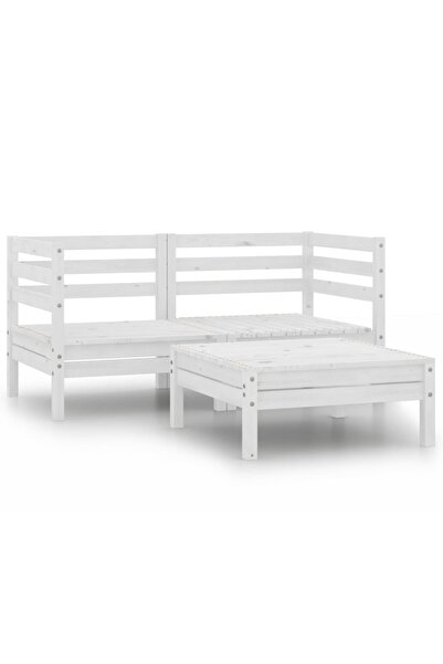 vidaxl Set mobilier de grădină, 3 piese, alb, lemn masiv de pin