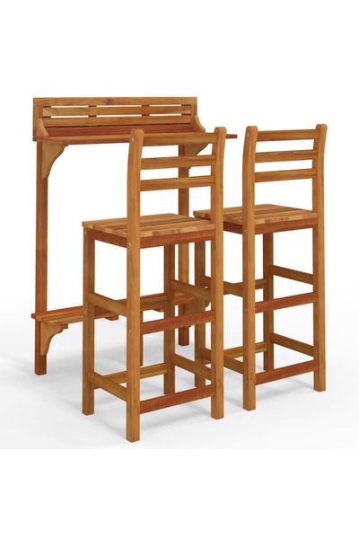 vidaxl Set mobilier de bar de grădină, 3 piese, lemn masiv de acacia