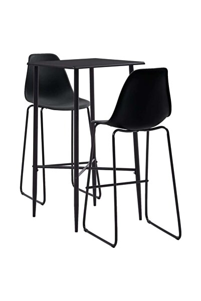 vidaxl Set mobilier de bar, 3 piese, negru, plastic