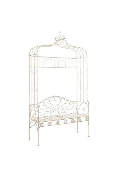 vidaxl Bancă de grădină, alb vintage, 122 cm, fier