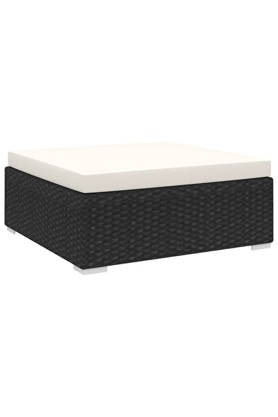 vidaxl Taburet modular, 1 buc., negru, poliratan, cu pernă