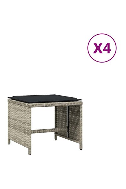 vidaxl Scaune de grădină cu perne, 4 buc. gri deschis poliratan
