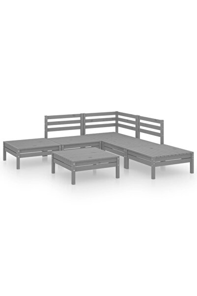 vidaxl Set mobilier de grădină, 6 piese, gri, lemn masiv de pin