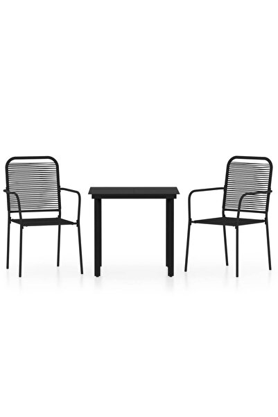 vidaxl Set de mobilier pentru grădină, 3 piese, negru