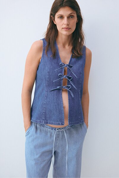 H&M MAMA Önü Bağcıklı Kot Yelek