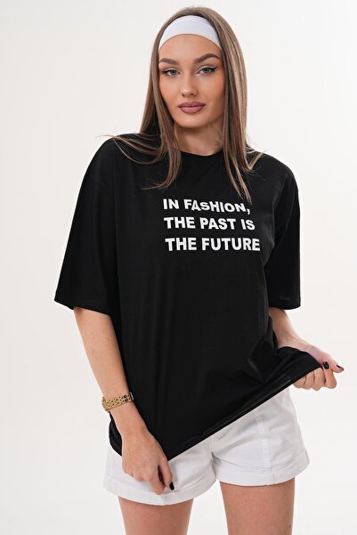 ŞİMAL Tricou cu imprimeu detaliat pentru femei guler rotund supradimensionat ...