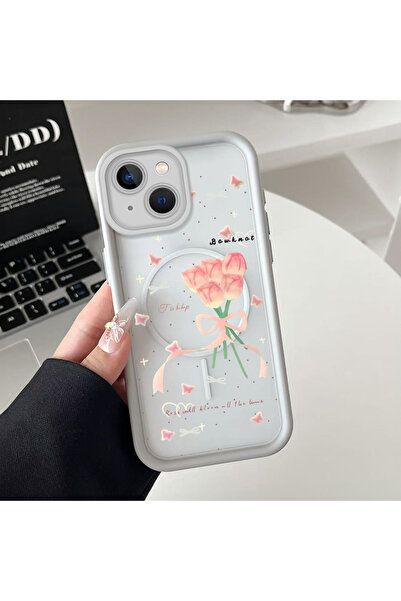 ARTISHELL iPhone 15 Uyumlu Modacı Gül Desenli Yüksek Kaliteli Manyetik Telefo...