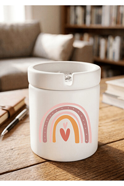 Eylül Design Printed Ceramic Ashtray with Boho Design Odorless Ash Tray