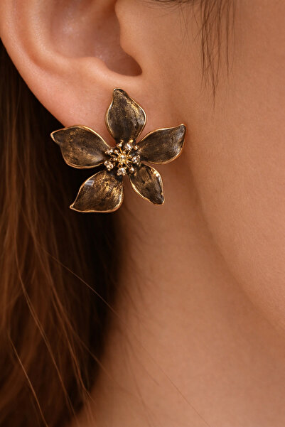 Takıtolia Wbloomella Brown Leaf Gold Framed Flower Figured Stylish Design Gol...