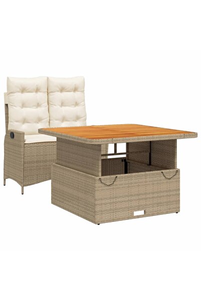 vidaxl Set mobilier de grădină, 2 piese, cu perne, bej, poliratan