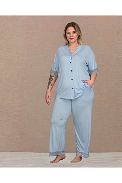 Lady Lingerie Short Sleeve Button down Plus Size Women's Pajama Set