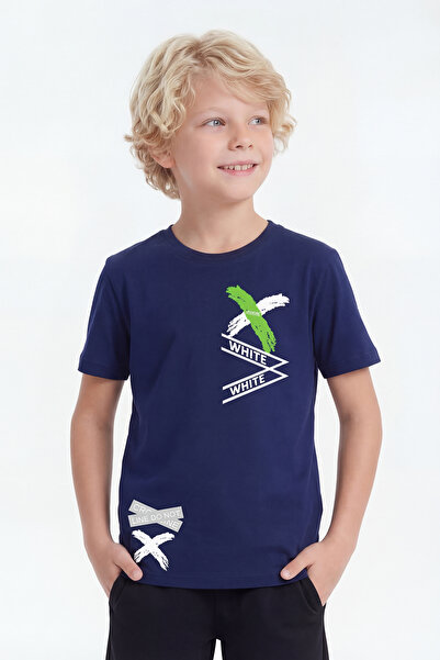 FYK KİDS Bela majica za dečake sa kratkim rukavima i okruglim izrezom